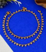 Gold plated multi stone studded chain ankle bracelet
