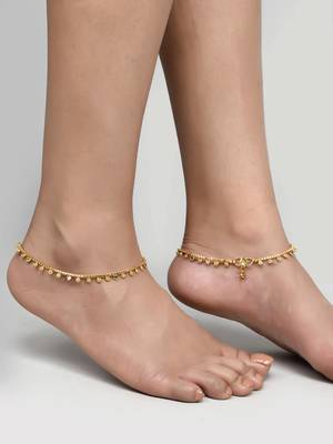 Gold plated multi stone studded chain ankle bracelet 2