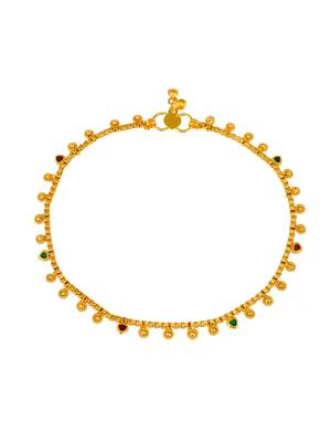 Gold plated multi stone studded chain ankle bracelet 3