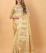 Most Demanding Soft Organja Silk With Rich Golden Zari Pallu & Border