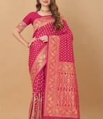 Charming soft Faux kanjivaram silk with rich golden zari pallu and border