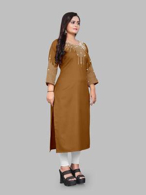 Fashion Kreza Cotton Slub Fabric with 3/4 Sleeves and Exquisite Embroidered Detailing on Neck and Sleeves 6