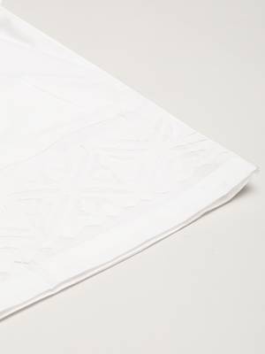 Flared cotton palazzo with applique detailing in hem(white). 5