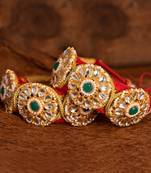 Sasha women set of 2 gold-plated  green kundan  thread rajasthani bridal pochi bangle