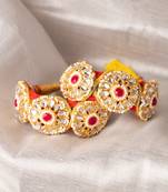 Sasha women set of 2 gold-plated  red kundan  thread rajasthani bridal pochi bangle