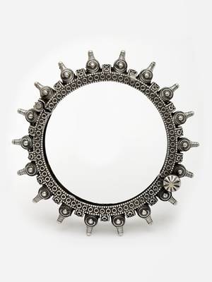 Sasha silver-plated textured designed antique adjustable oxidised bangle 2