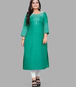 Fashion Kreza Cotton Slub Fabric with 3/4 Sleeves and Exquisite Embroidered Detailing on Neck and Sleeves