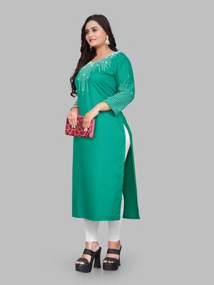 Fashion Kreza Cotton Slub Fabric with 3/4 Sleeves and Exquisite Embroidered Detailing on Neck and Sleeves 4