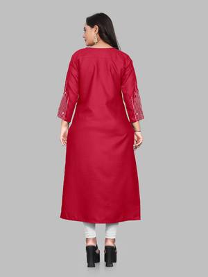 Fashion Kreza Cotton Slub Fabric with 3/4 Sleeves and Exquisite Embroidered Detailing on Neck and Sleeves 5