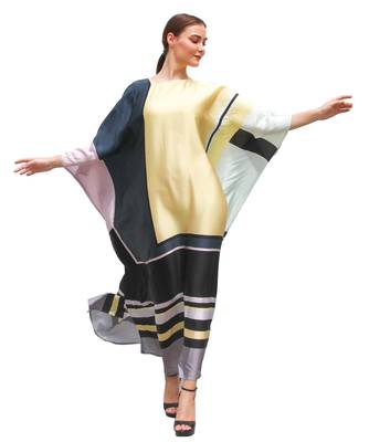 JSDC Premium Soft Silk Geometric Printed Casual Kaftan 1