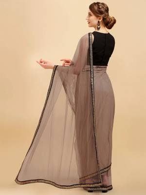 Onion sequins embroidered soft mono net saree with blouse (un-stitched) 2