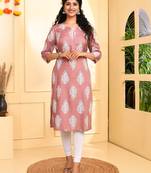 Jaitpuriya women mauve paisley straight kurta