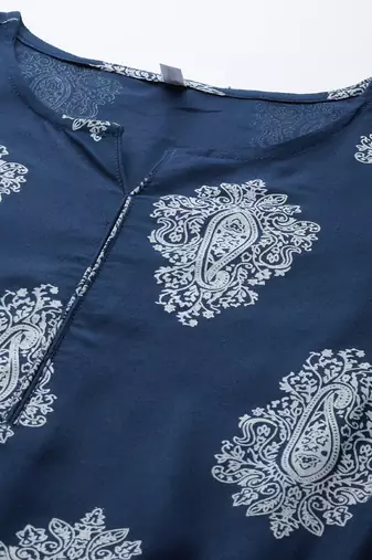 women blue paisley straight kurta palazzo and dupatta set