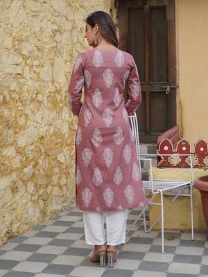 women mauve paisley straight kurta palazzo and dupatta set 3
