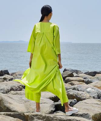 Neon green placket tunic set 2