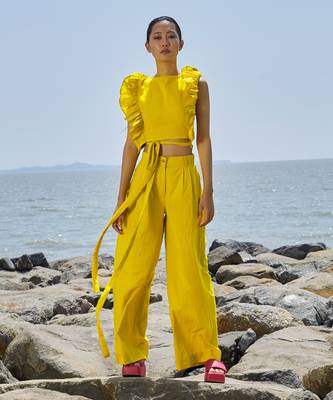 Yellow high waisted trouser 1
