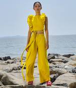 Yellow high waisted trouser