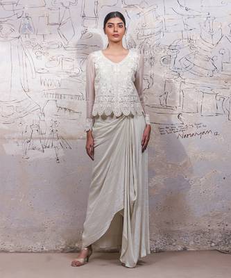 Ivory cheshire drape skirt set 1
