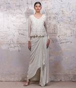 Ivory cheshire drape skirt set