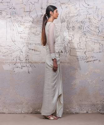 Ivory cheshire drape skirt set 3