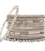 Sasha pack of 20 silver plated silver toned oxidized bangles