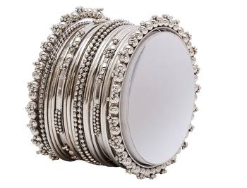 Sasha pack of 20 silver plated silver toned oxidized bangles 2