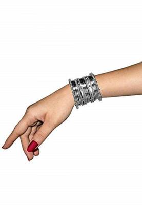 Sasha pack of 20 silver plated silver toned oxidized bangles 3