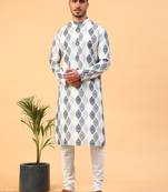 Tabard Cream Cotton Full Sleeves Regular fit Kurta Churidar Set