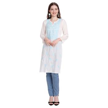 Lucknowi chikankari cotton kurti 1