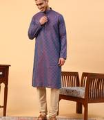 Tabard Purple Cotton Full Sleeves Regular fit Kurta Churidar Set
