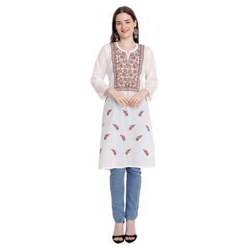 Lucknowi chikankari cotton kurti 1