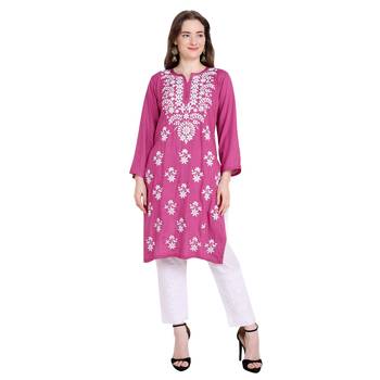 Lucknowi rayon chikankari kurta set 1