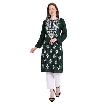 Lucknowi rayon chikankari kurta set 1