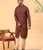 Tabard Maroon Cotton Full Sleeves Regular fit Kurta Churidar Set