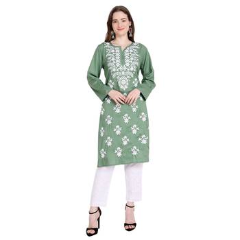 Lucknowi rayon chikankari kurta set 1