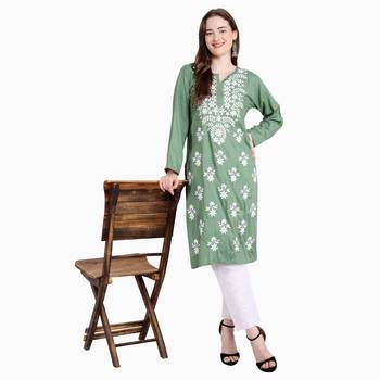 Lucknowi rayon chikankari kurta set 3
