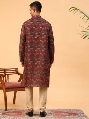 Tabard Maroon Cotton Full Sleeves Regular fit Kurta Churidar Set 4