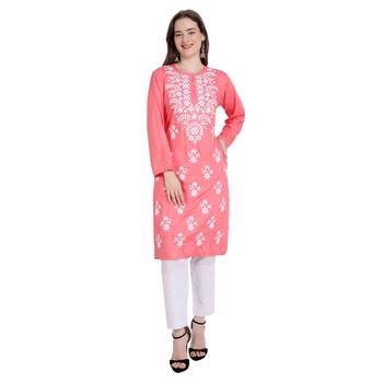 Lucknowi rayon chikankari kurta set 1