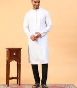Tabard White Plain Full Sleeves Regular fit Kurta Churidar Set