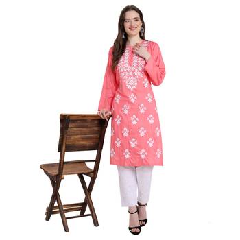 Lucknowi rayon chikankari kurta set 3