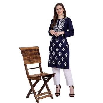 Lucknowi rayon chikankari kurta set 3