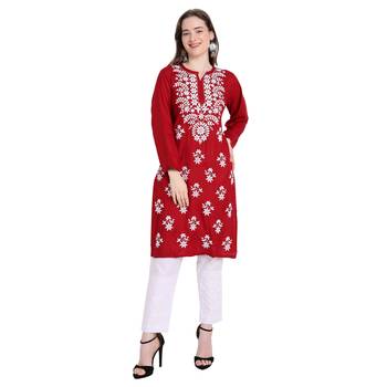 Lucknowi rayon chikankari kurta set 1