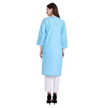 Lucknowi straight embroidered cotton kurta set 2