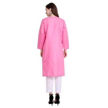 Lucknowi straight embroidered cotton kurta set 2