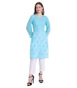 Lucknowi embroidered straight georgette kurti