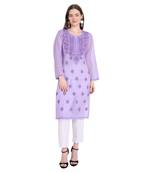 Lucknowi embroidered straight georgette kurti