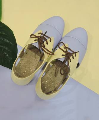Lemon yellow and lilac aadhya footwear 1