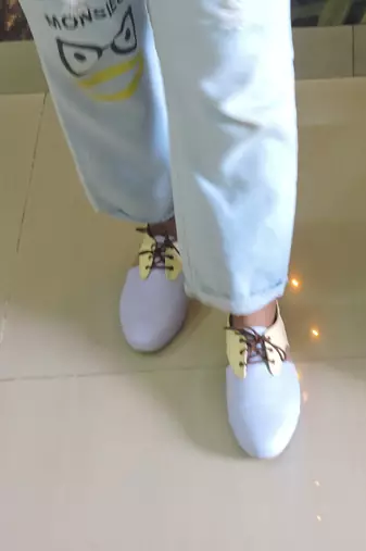 Lemon yellow and lilac aadhya footwear