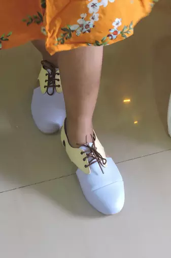 Lemon yellow and lilac aadhya footwear