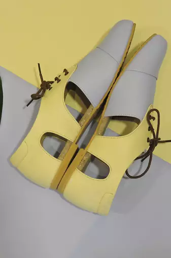 Lemon yellow and lilac aadhya footwear